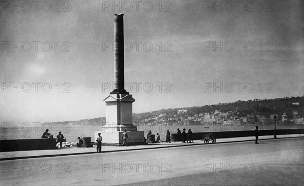 Seafront. Votive Column. Naples. Campania. Italy 1910