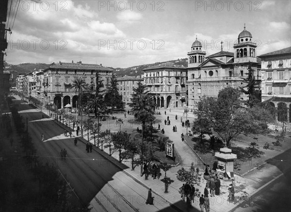 Brin Square And Madonna Della Scorza. La Spezia. Liguria. Italy. 1960