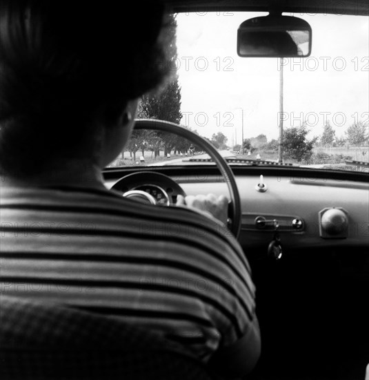 Fiat 600. Woman Driving. 1956