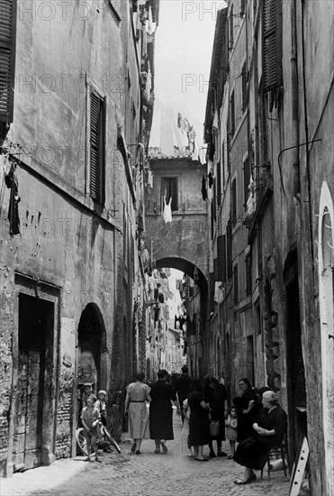 Italy. Rome. Characteristic Street Near Trastevere. 1954