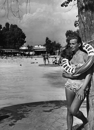 Italy. Lazio. Bagni Di Tivoli. Pool At The Acque Albule. 1968