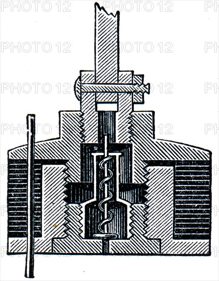 Piston valves Air pump with two cylinders.