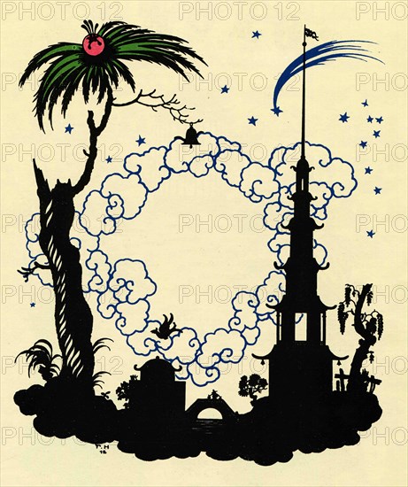 Palm tree and tower.
