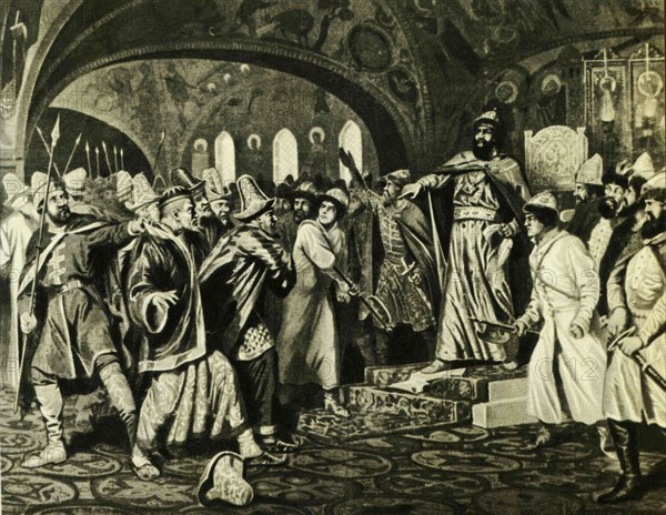 Ivan III breaks the AI Khan's letter, demanding tribute.