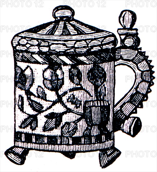 Scandinavian carved and decorated mug.