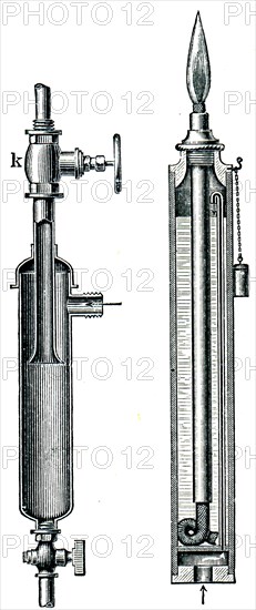 Steam drier and gasoline spark.