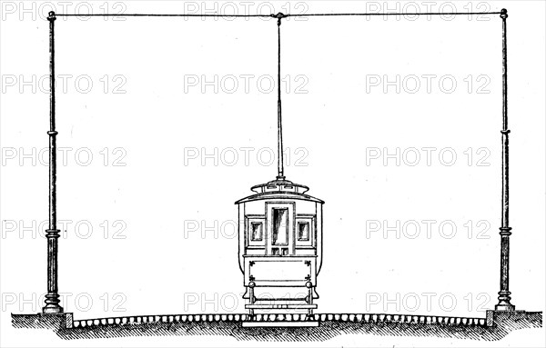 Tram with above-ground wires.