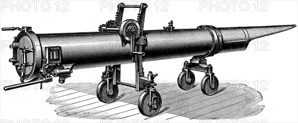 Mine gun Kane, shooting of gunpowder.