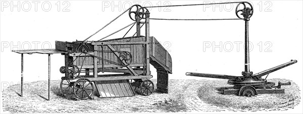 Mobile horse threshing machine with a simple cleaning draw by Simeon Nachf.