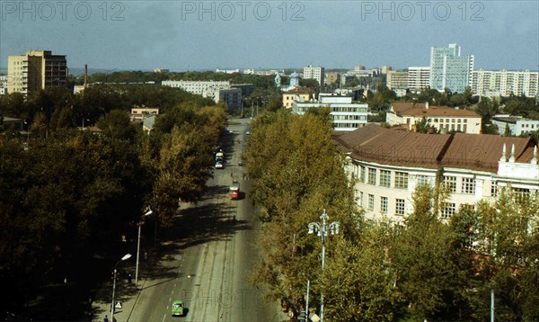 Aerial view of Medical Institute at the crossing Perekalsky Square and Lenin street.