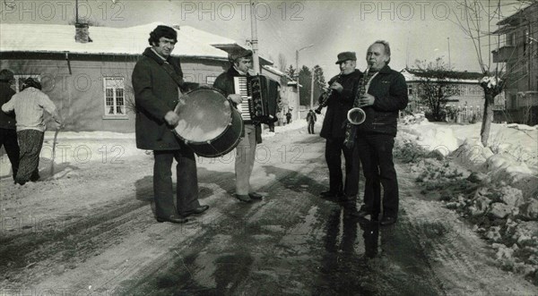 Band on the street during village holiday.