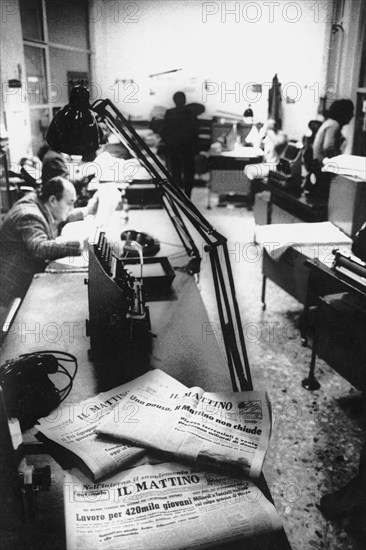 Italy. Naples. Editorial Staff of Il Mattino. 1970