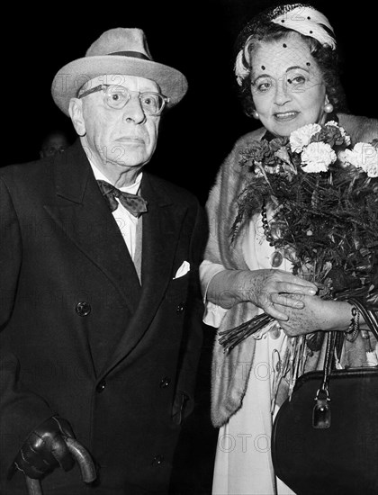Composer Igor Stravinsky with his wife at the Berlin film festival.