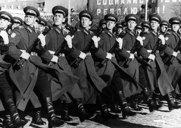 Garrison parade, the infantry in red square.