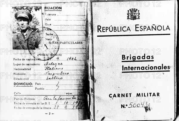 Identification Document Issued To An Italian Volunteer.