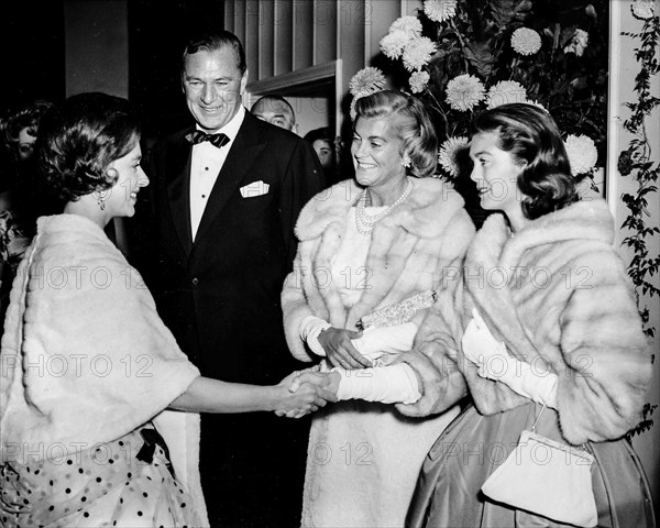 Gary Cooper, Veronica Cooper and Maria Cooper Shaking Hands With Princess Margaret.