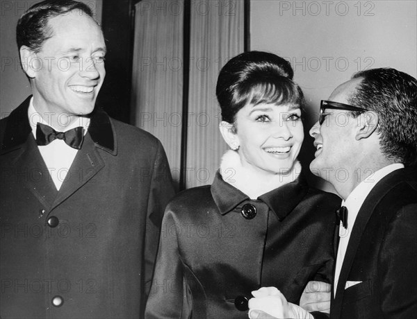 Audrey Hepburn, Mel Ferrer and Dino De Laurentiis.