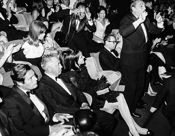 Marcello Mastroianni, Anna Karina, Luchino Visconti and Federico Fellini.