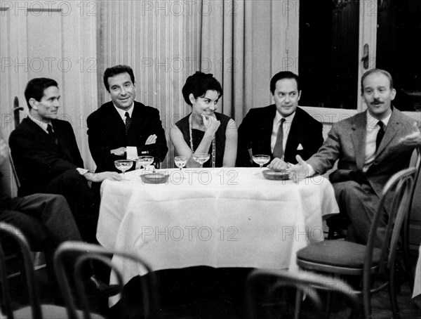 Pier Paolo Pasolini, Ugo Tognazzi, Rosanna Schiaffino, Ugo Gregoretti and Alfredo Bini.