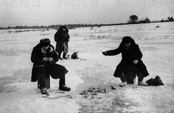 Fishing In The Frozen Solnushka River.