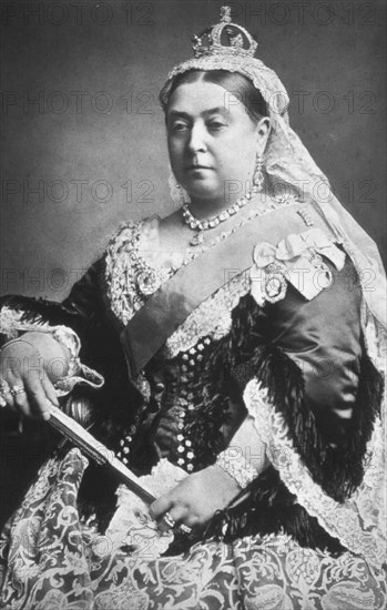 Queen Victoria Of The United Kingdom With The Diamond Crown In The Year Of Her Golden Jubilee.