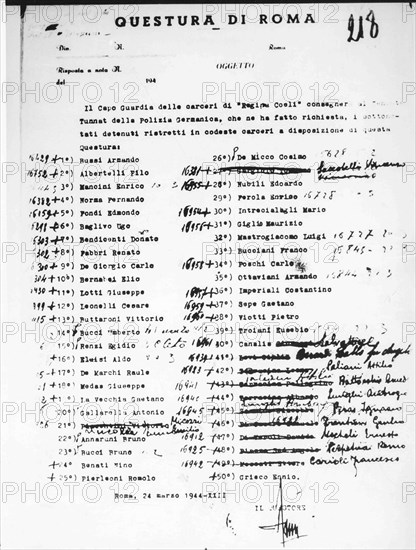The Document With The List Of Hostages To Be Shot.