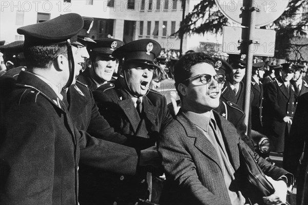 Italy, rome, valle giulia university, manifestation, 1968