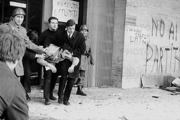 Italy, rome, valle giulia university, manifestation, 1968