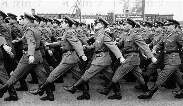 Military parade, police, popular, Marx Engels Platz, East Berlin