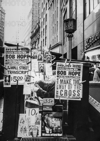 News stand in wall street  new york city usa