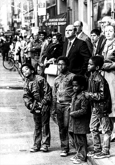 Black children on the sidewalk, nyc, usa