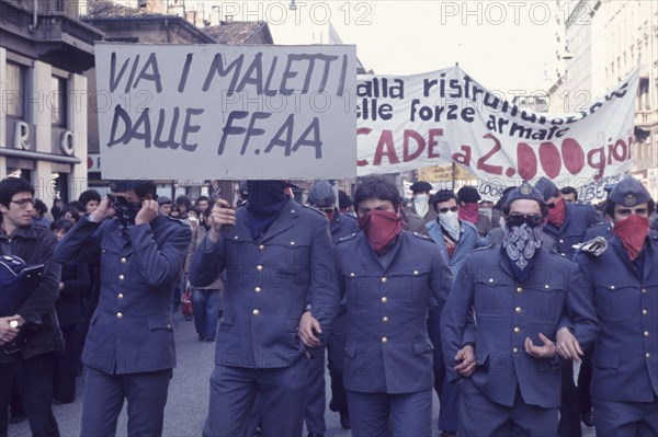 Trade union protest, milan, 70's