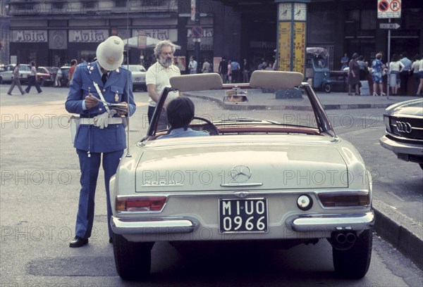 Traffic police man in milan, 70's