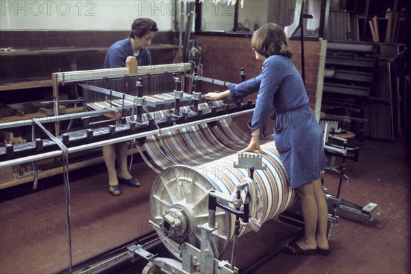 Women workers in a textile factory, 70's