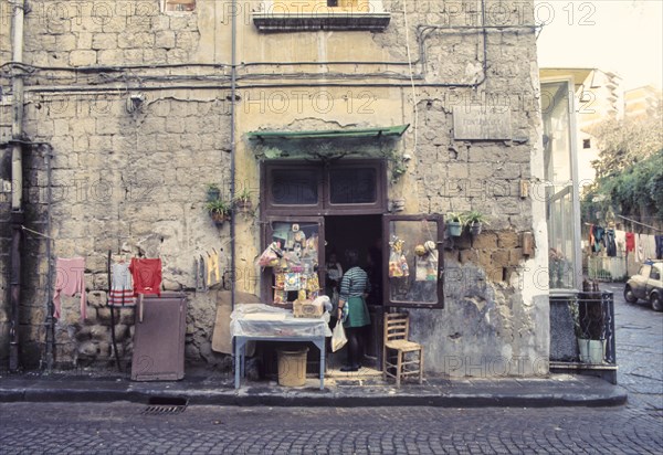 Italy, campania, naples, shop in fontanelle street, 70's