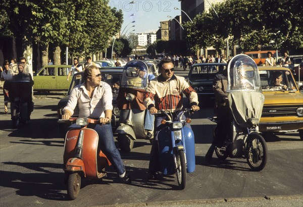 Traffic in milan, lombardia, italy, 70's