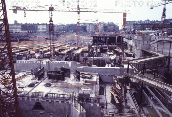 France, paris, arrangement of les halles headquarters, 70's