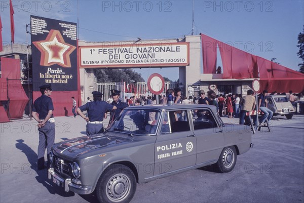 Police at festival nazionale dei giovani, ravenna, italy, 1976