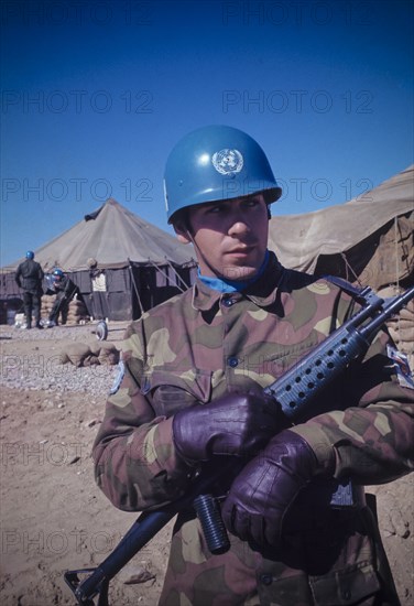 Onu soldier, lebanon refugee camp, 70's