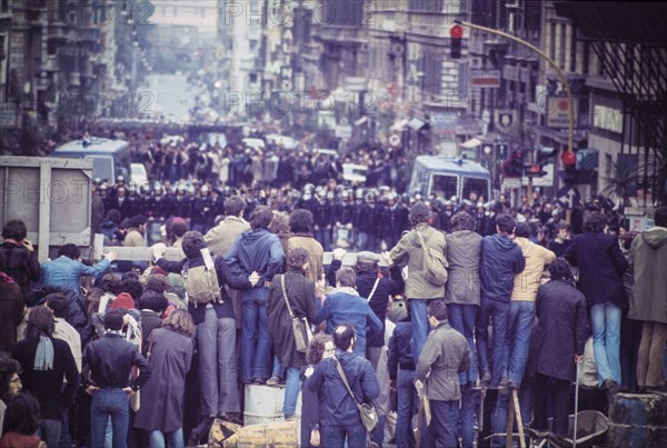 University students demonstration, rome, 1970