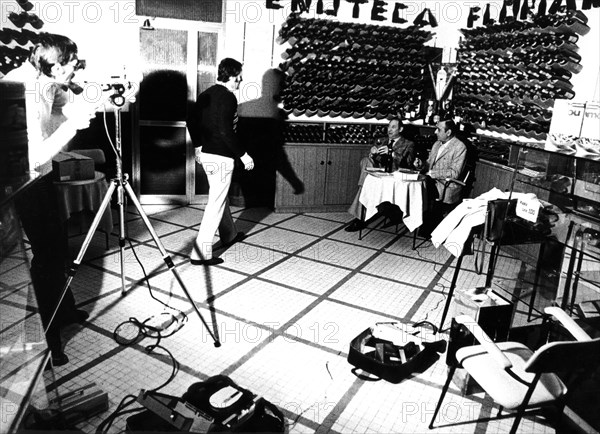 Cameramen of telecavo color during a tv recording, 70's