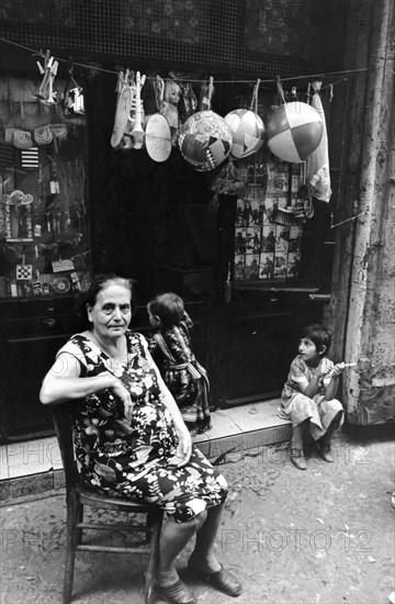 Shop in a naples's street, 70's