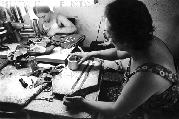 Domestic shoes manufacturing, naples, italy, 70's