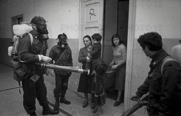 Disinfestation in albergo dei poveri, carlo III square, naples, italy, 80's