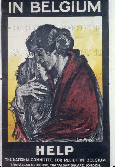 In belgium help, artist louis raemakers, national committee for relief in belgium, 1915