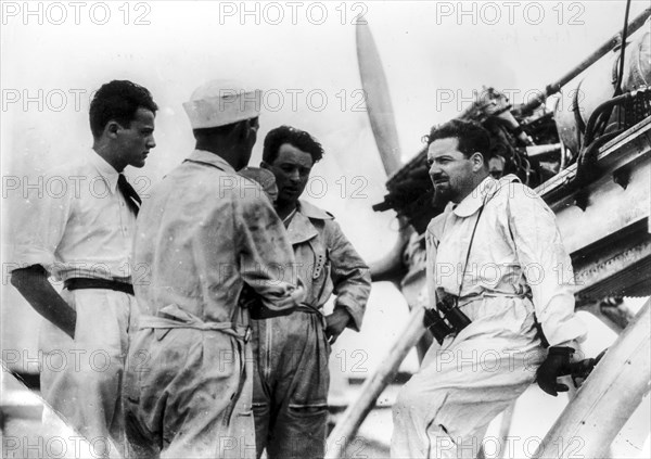 Italo balbo during the first transatlantic flight in cartagena of the indies, colombia, 1930