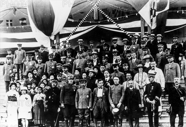 Arturo ferrarin and guido masiero in japan at the end of  air cruise rome-tokyo, 1920