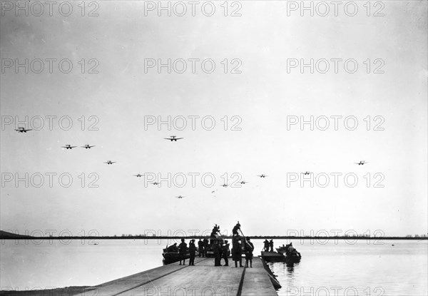 The departure of the 14 participants in the transatlantic air cruise operated by italo balbo, 17th december 1930