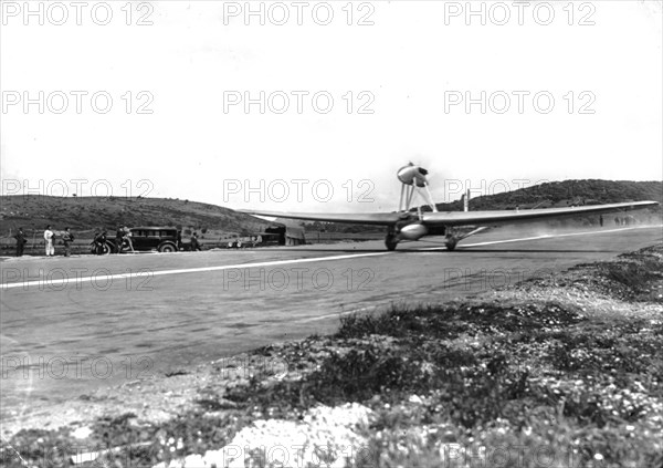 The plane Savoia-Marchetti S.64 by ferrari and del prete  takes off for trasvolata Italy- brazil, 1928