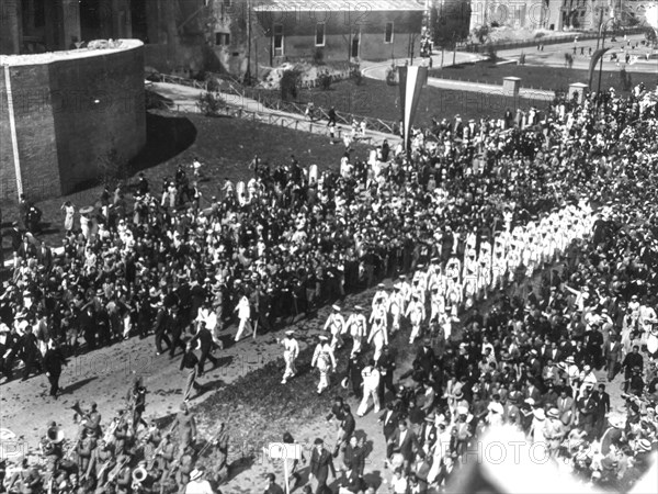 The triumph after the flight across the Atlantic by Italo Balbo to Imperial Rome, 1933